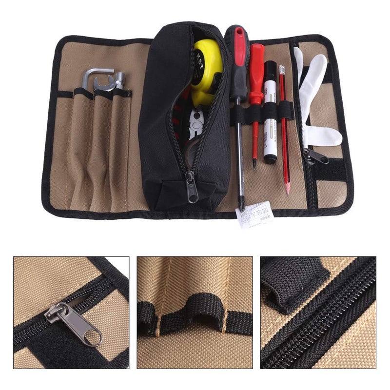 klarako Waterproof Canvas Garden Tool Roll Bag Organizer Roll Up Tool Pouch Bag Tool Roll Organizer for Garden Hardware Tool Storage - Image 2