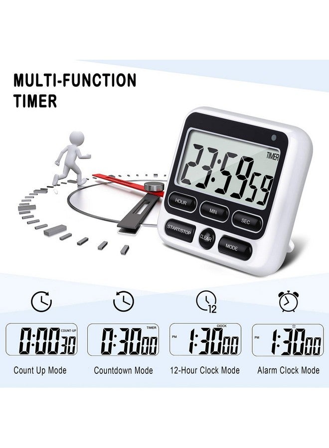 KTKUDY KTKUDY Digital Kitchen Timer with Mute/Loud Alarm Switch ON/Off Switch, 24 Hour Clock & Alarm, Memory Function Count Up & Count Down for Kids Teachers Cooking, Large LCD Display, Strong Magnet (Black)  - Image 3