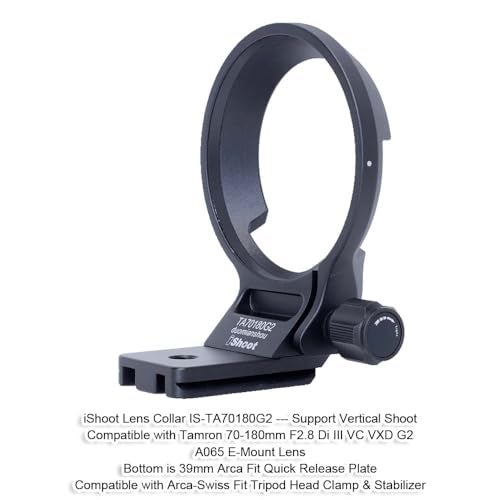 iShoot Tripod Mount Ring Lens Collar Compatible with Tamron 70180mm f28 Di III VC VXD G2 A065 EMount Support Holder Bracket ArcaSwiss Fit Quick Release Plate for Arca Fit Head Clamp Stabilizer - Image 3