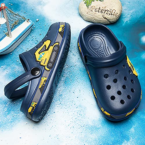 DRECAGE Toddler Clogs Kids Clogs for Girls Boys Slip on Garden Clogs Slide Sandals Waterproof Beach Pool Shoes Slipper Darkblue Digger Toddler 7.5 - Image 5