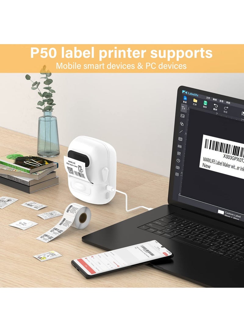 Portable Bluetooth Thermal Label Maker with Barcode (White, 1 Roll Label) - Image 4
