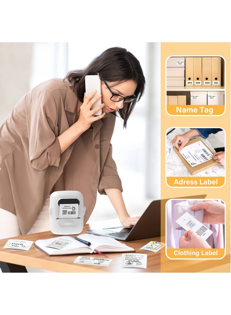 Portable Bluetooth Thermal Label Maker with Barcode (White, 1 Roll Label) - Image 2
