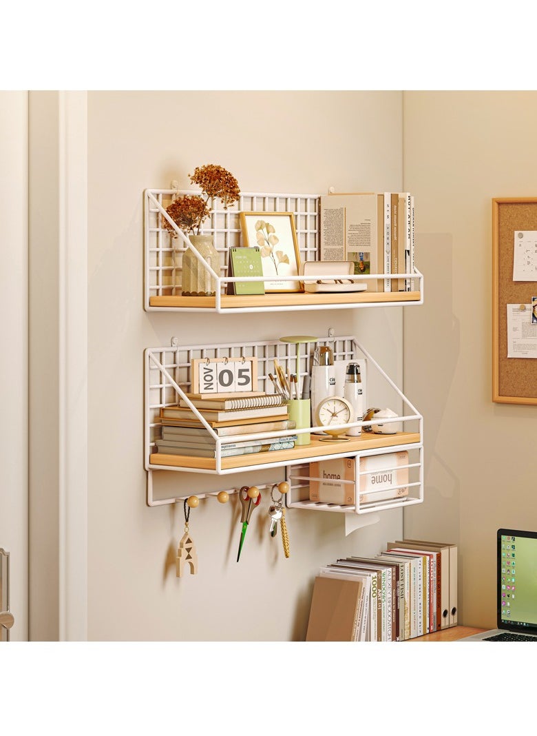 Hihonor - 2 Sets Pegboard Shelves Peg Board Shelf with Steel Pegboard Brackets and Metal Hooks Wall Organizer Storage Display Tray Pegboard Accessories for Craft Room Office Garage Workshop - Image 1