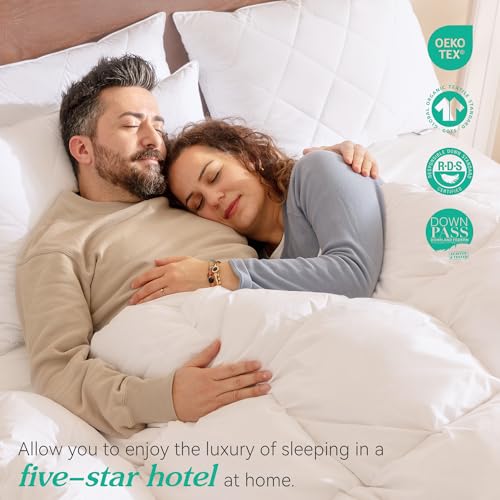 Three Geese Pack of 2 White Goose Feather Pillows King Size- Soft 600 Thread Count 100% Cotton, Medium Firm,Soft Support,White Solid - Image 4
