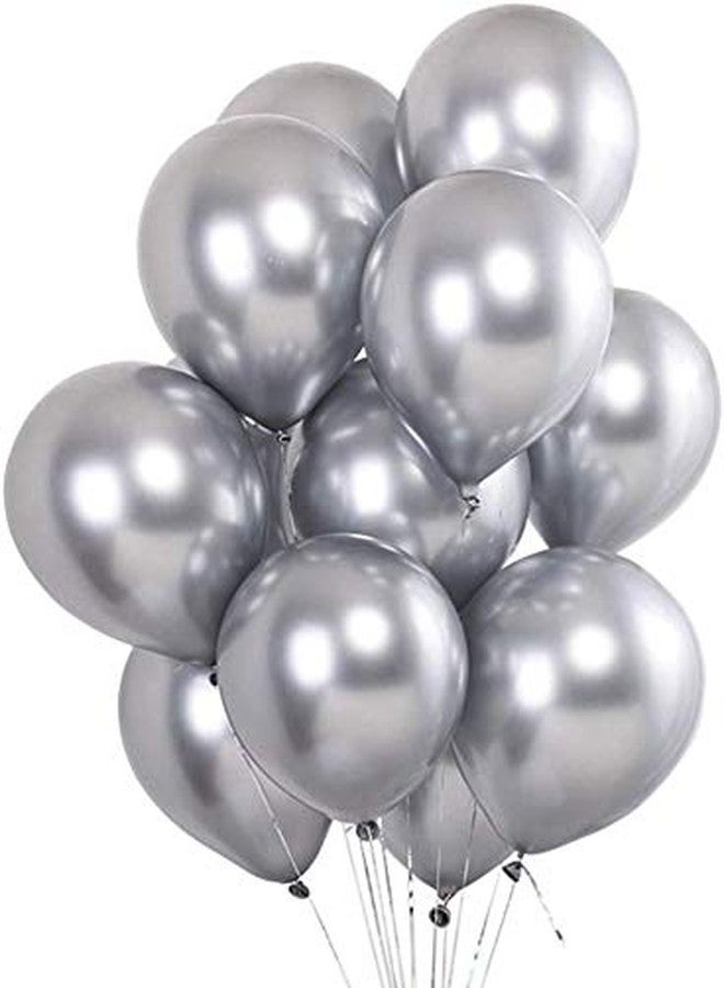 HEMITO Premium Metallic Latex Balloons Pack Of 50 Silver Balloons for Decoration (Silver, Pack Of 50) - Image 2