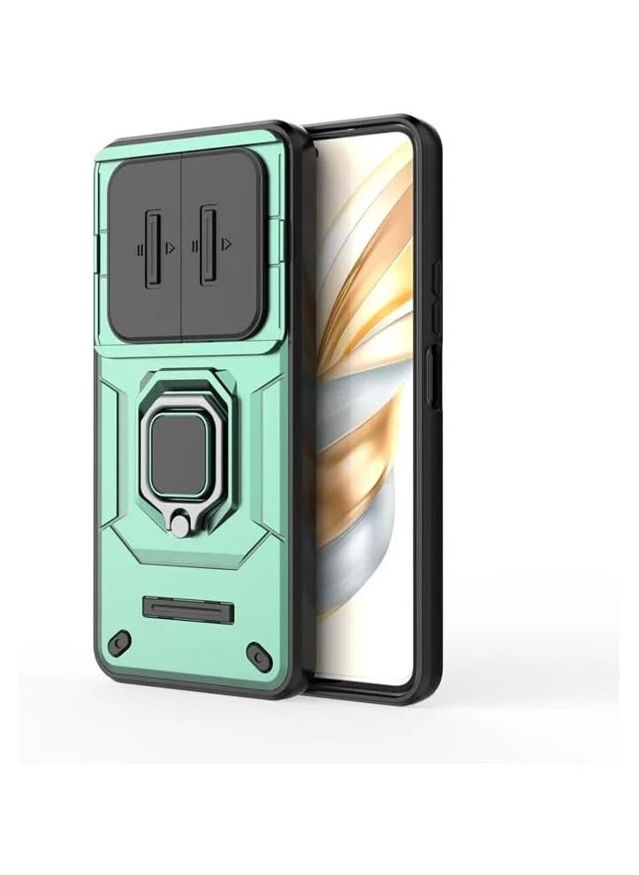 General - The case is compatible with Honor X9c Smart, 360° metal ring magnetic bracket housing, with camera lens slide window, TPU+PC armored shock-proof case - Image 1