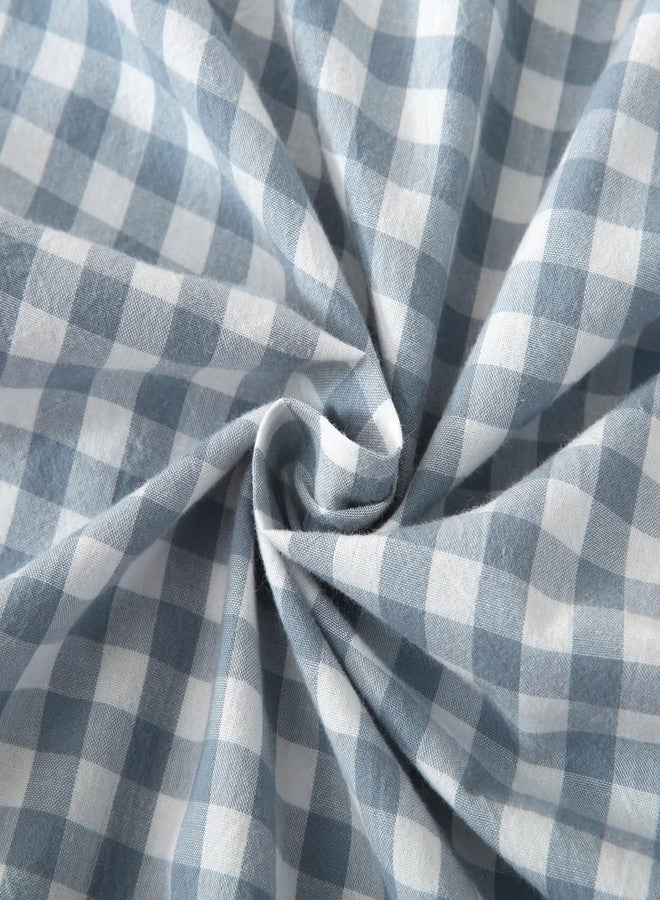 Silnuo Light Blue Plaid Ruffle Throw Pillow Covers Set of 2,Washed Cotton Shabby Checkered Gingham Pillow Shams Decorative Shams 24"x24" for Sofa,Couch,Liviing Room - Image 4