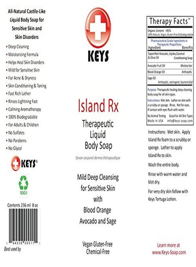 Keys Island Rx Therapeutic All Natural Castile Liquid Body Soap & Shampoo - Moisturizing, Mild Deep Cleansing for Sensitive Skin Calming Aromatherapy, Vegan, Gluten-Free, Chemical-Free, 7.9 ounces - Image 2