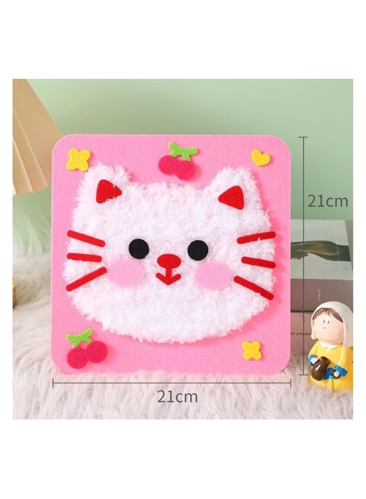 3 Pack DIY Embroidery Doll Set for Kids  Funny Cartoon Animal Sewing Craft Kit, Cartoon Animal Felt Embroidery Stitching with Stickers - Image 3