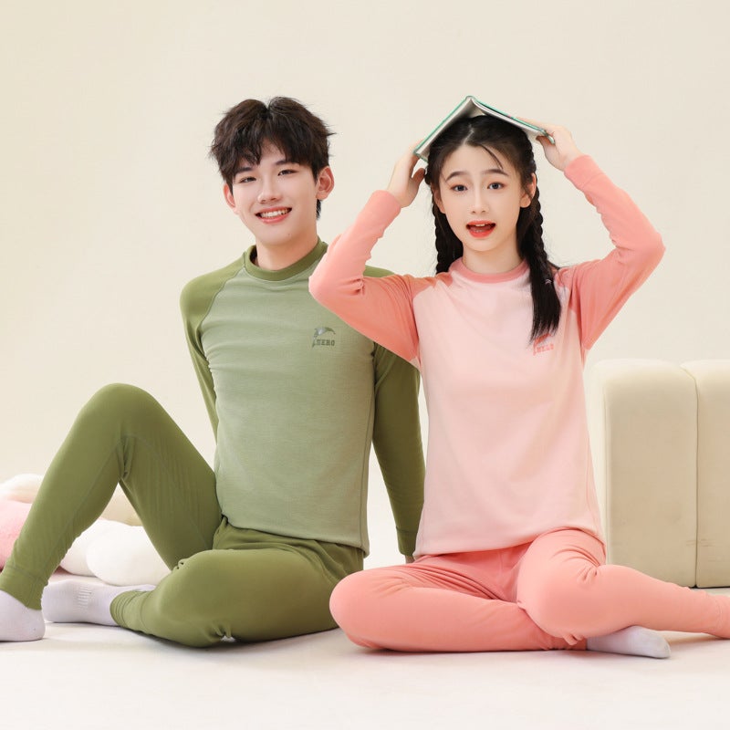 Cuhk Children'S Yang Velvet Thermal Underwear Suit Home Clothing Color Splicing Autumn Clothing Autumn Pants Two-Piece Youth - Image 4