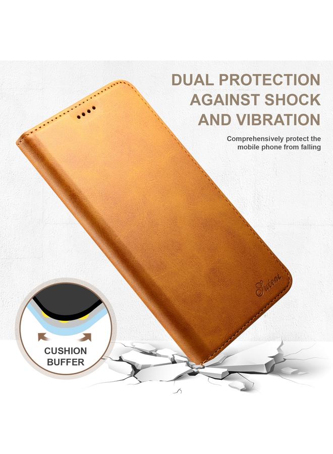 Suteni Case For iPhone 16 Pro Calf Texture Horizontal Flip Leather Phone Case - Image 2