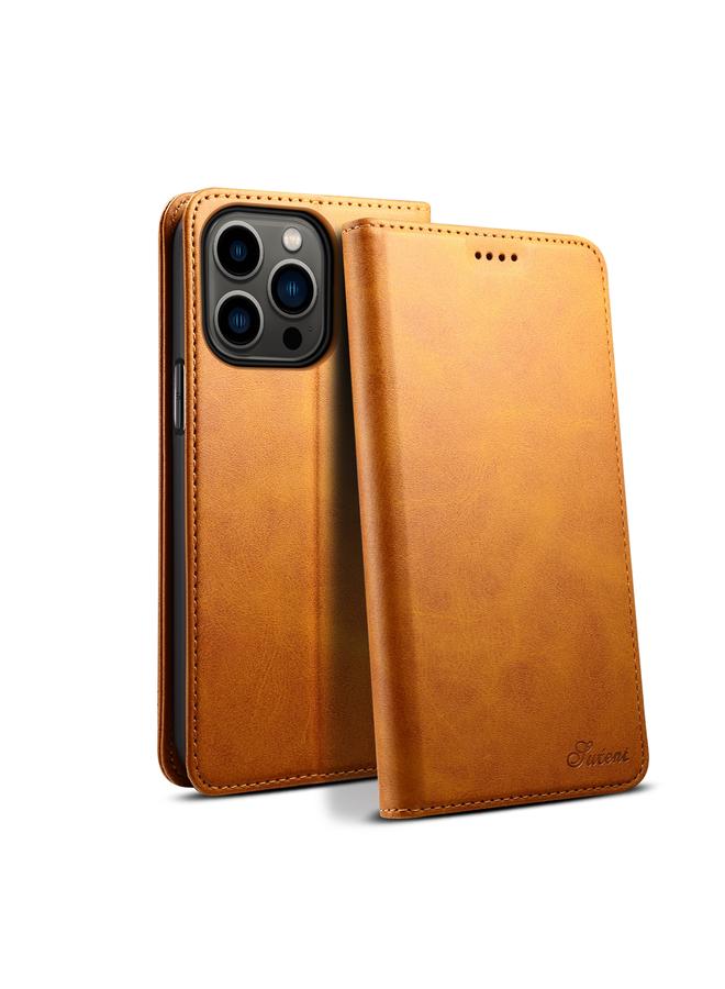 Suteni Case For iPhone 16 Pro Calf Texture Horizontal Flip Leather Phone Case - Image 1