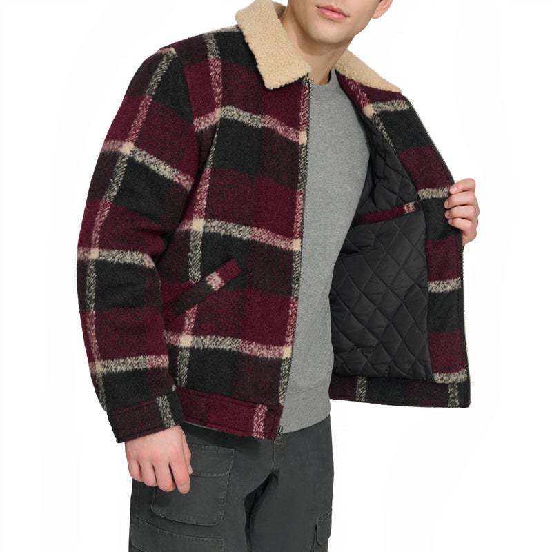 Levi's Men's Wool Blend Depot Jacket, Burgundy/Black Plaid, Medium - Image 2