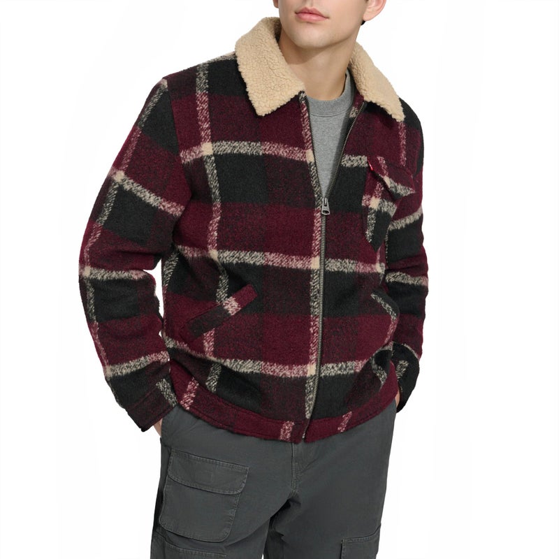Levi's Men's Wool Blend Depot Jacket, Burgundy/Black Plaid, Medium - Image 5