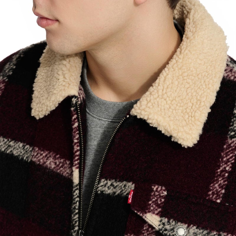 Levi's Men's Wool Blend Depot Jacket, Burgundy/Black Plaid, Medium - Image 4