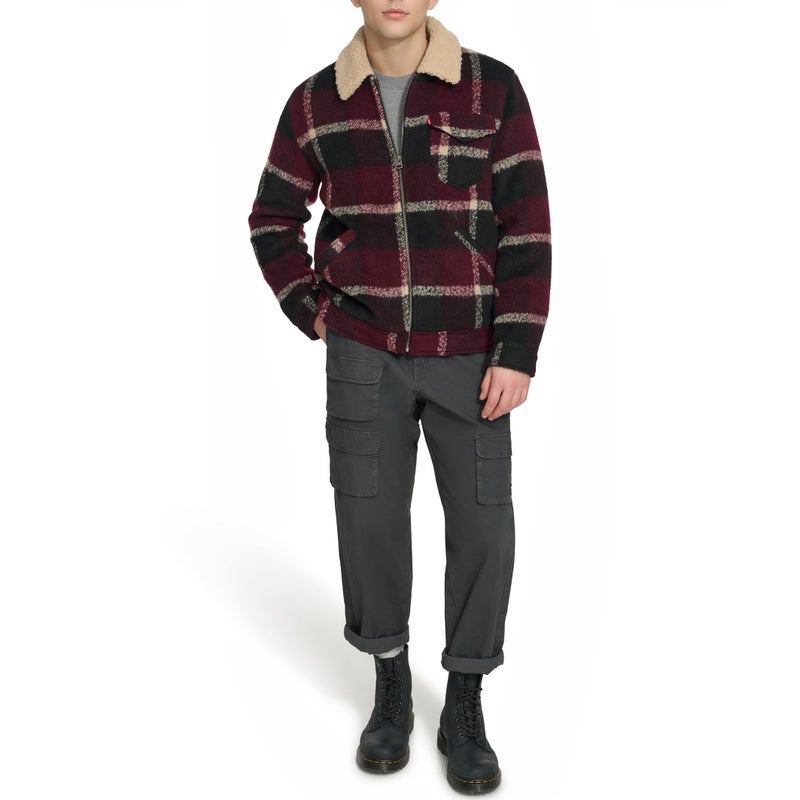 Levi's Men's Wool Blend Depot Jacket, Burgundy/Black Plaid, Medium - Image 3