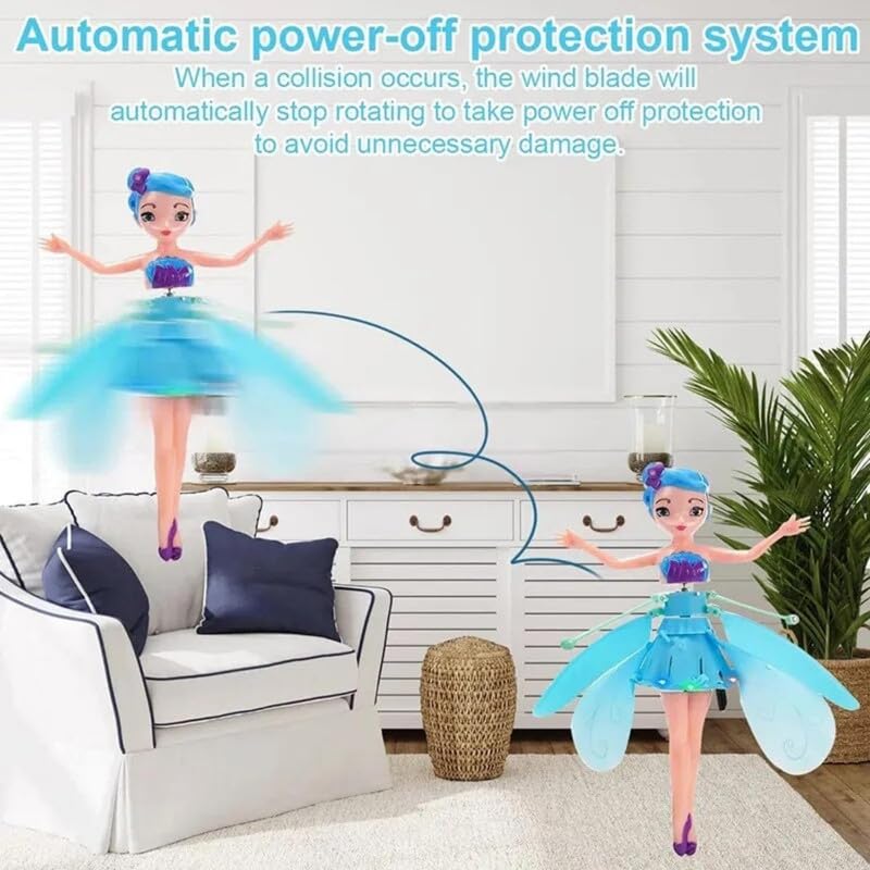 DS ENTERPRISE Magical Flying Fairy Doll, Hand Sensor Control, USB Powered Magic Flying Fairy, Sky Dancers Flying Toy, Rainbow Glitter Flying Princess Doll Best Gift for Girls Boys (Random Color) - Image 3