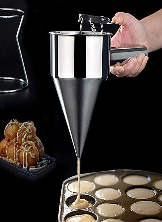 Lampostick Pancake Batter Dispenser with Baking Stand Multi-Caliber Stainless Steel Funnel Cake Dispenser with Stand Great for Pancakes, Cupcakes or Any Baked Goods - Image 2