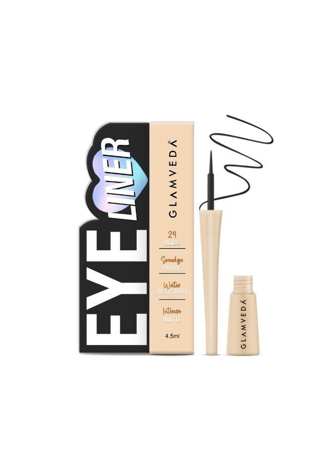 Glamveda Liquid Eye Liner, Black, Long Lasting Matte Waterproof Liner - Smudge Proof, Transfer Proof Eye Makeup, Bold, Clean, Smudge-Free Look 24-Hour Long Stay 4.5 ml - Image 1