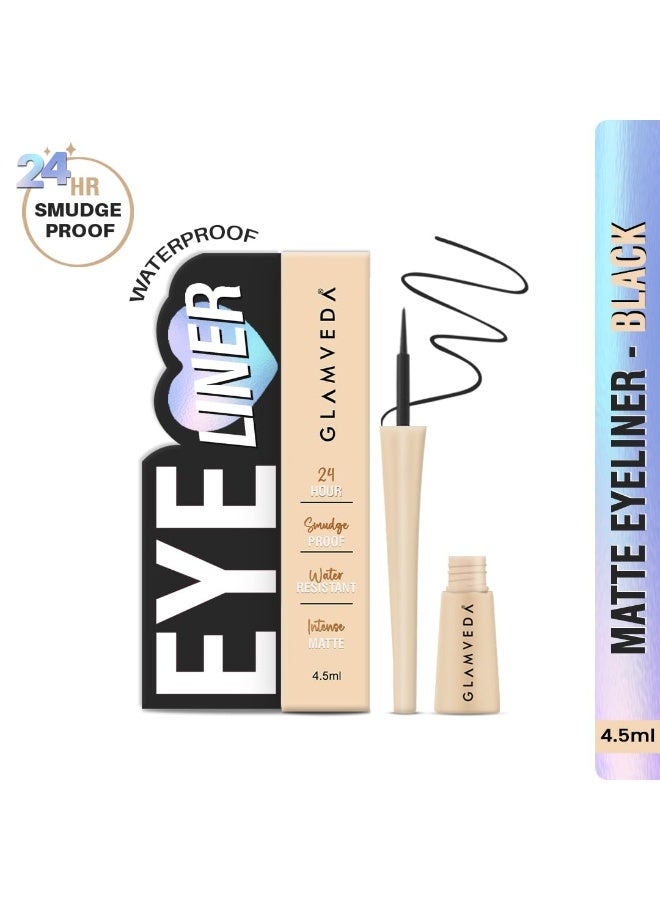 Glamveda Liquid Eye Liner, Black, Long Lasting Matte Waterproof Liner - Smudge Proof, Transfer Proof Eye Makeup, Bold, Clean, Smudge-Free Look 24-Hour Long Stay 4.5 ml - Image 2