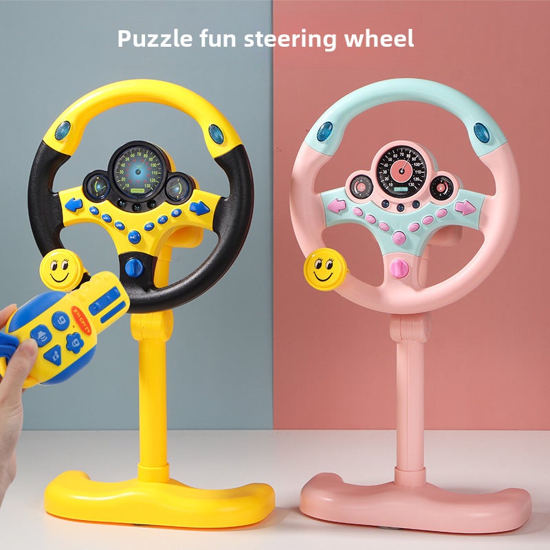 Multi-functional early education simulation car steering wheel electric sound and light simulation children baby driving educational toys wholesale(Base steering wheel-pink [e-commerce box]]) - Image 2