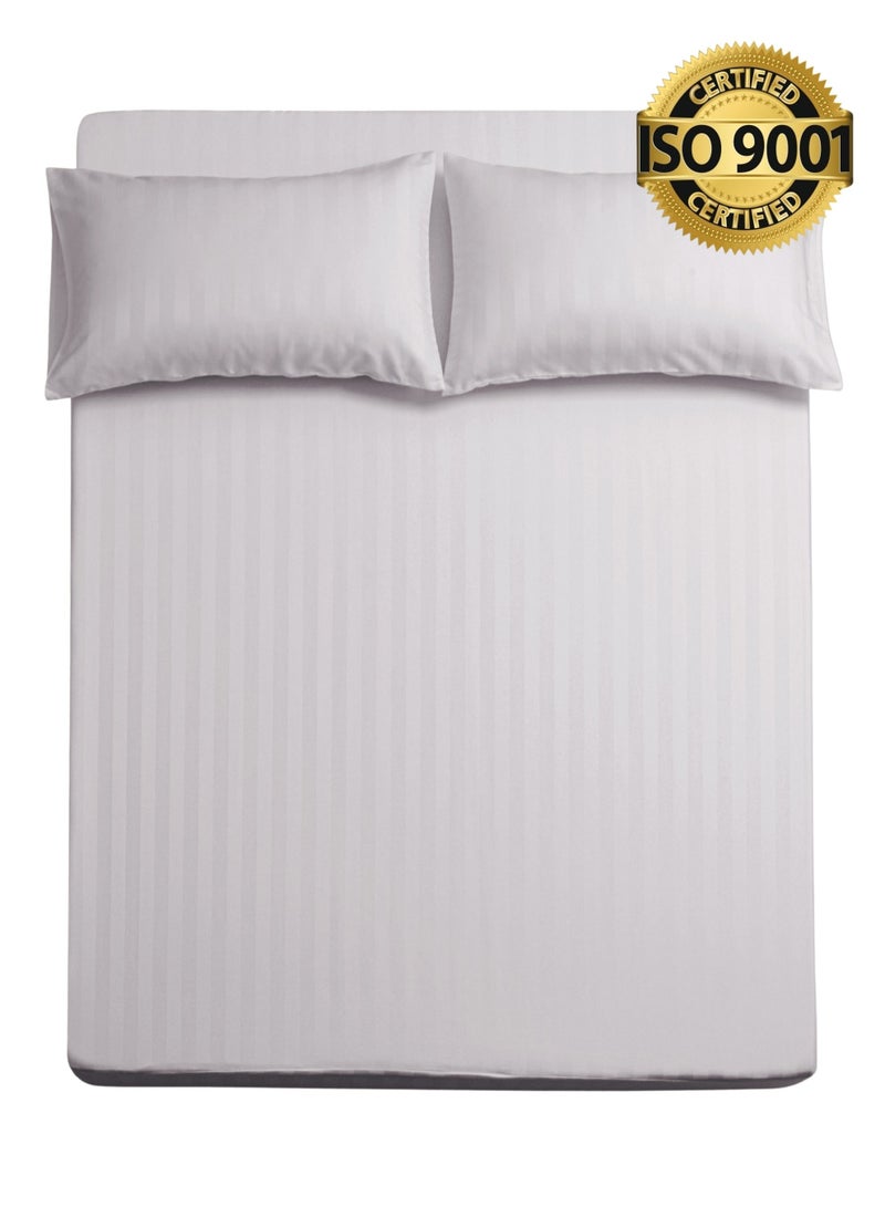 Master Home Textile King Microfiber Sheet Set, King Size 3 Pieces, Hotel Stripes design - Image 1