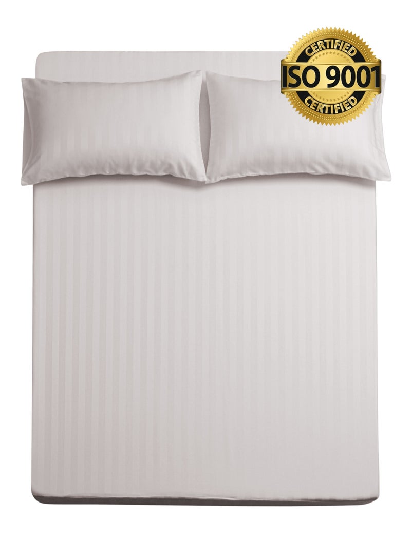 Master Home Textile King Microfiber Sheet Set, King Size 3 Pieces, Hotel Stripes design - Image 1