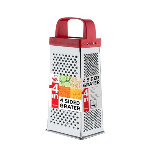 Wellberg 4 in 1 Stainless Steel Greater, Stainless Steel Blades, Coarse Shred, Fine Shred, Slice Grating, Zesting, Easy Grip Handle, Dishwasher Safe, Multi Purpose 4 Sided Slicer and Grater - Image 2