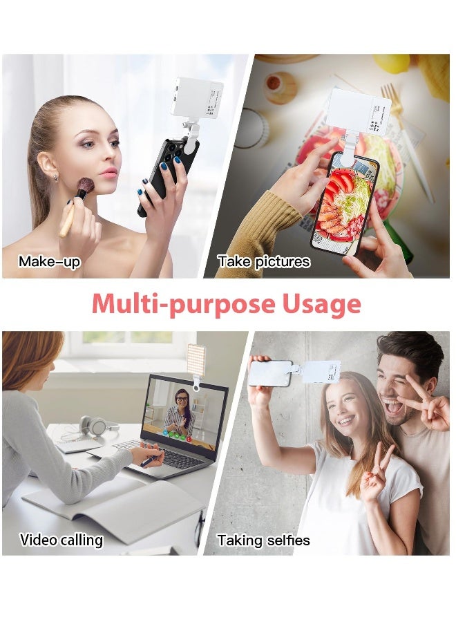 Loquat 80 LED Portable Selfie Light, 3 Light Modes 2000mAh Video Fill Light, with Front  Back Clip, for Phone, iPhone, Android, iPad, Laptop, for Makeup, Selfie, Vlog, Video Conference (White) - Image 3