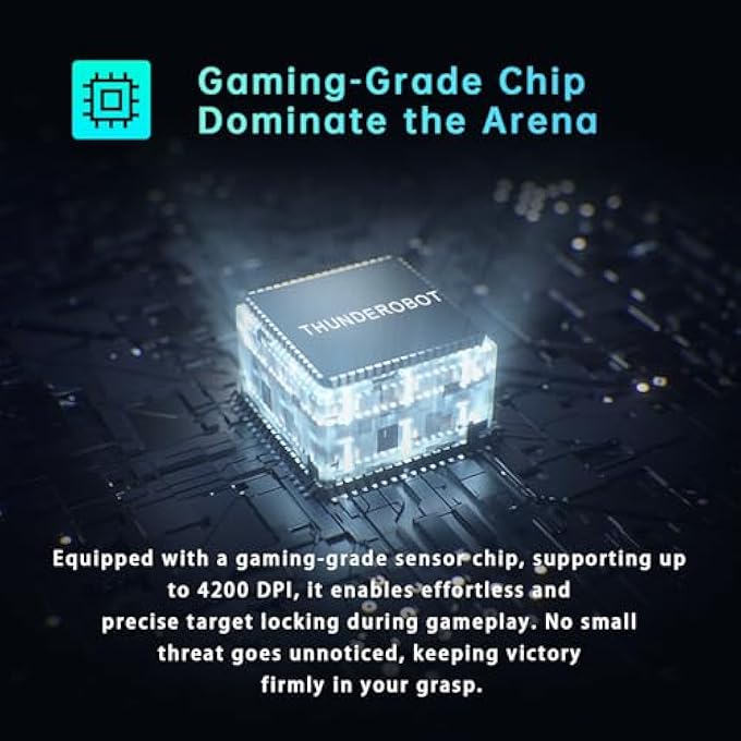 ThundeRobot MG701 WIRED GAMING MOUSE, ULTIMATE GAMING-GRADE CHIP, 4200 DPI OPTICAL SENSOR, HIGH ROLLING RATE, ERGONOMIC DESIGN WITH ANTI-SLIP SIDE GRIPS, BLACK - Image 3