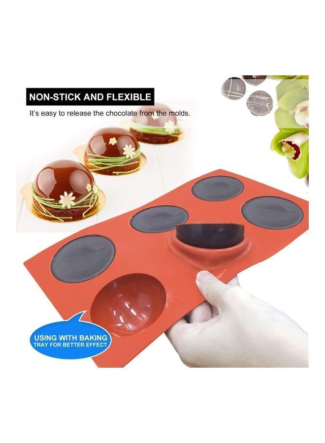 NIBEMINENT 2 Packs 6 Holes Semi Sphere Silicone Mold, Baking Mold for Making Chocolate, Cake Red 10.9x6.6x1.5inch - Image 3