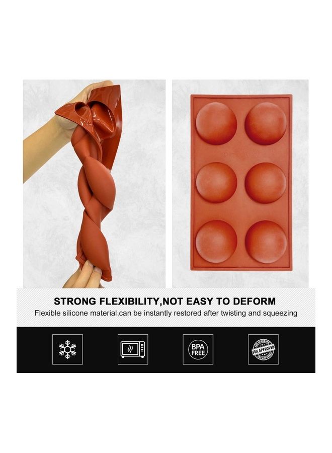NIBEMINENT 2 Packs 6 Holes Semi Sphere Silicone Mold, Baking Mold for Making Chocolate, Cake Red 10.9x6.6x1.5inch - Image 2