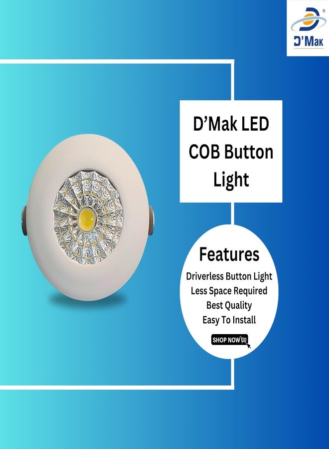 D'Mak Aluminium Button Cob Led Light for Ceiling, 1-Watt Cob Light,Energy Saving White Light for Indoor Use at Home and Office, and More, Fancy Round Lights Need No False Ceiling Pack of 4 - Image 5