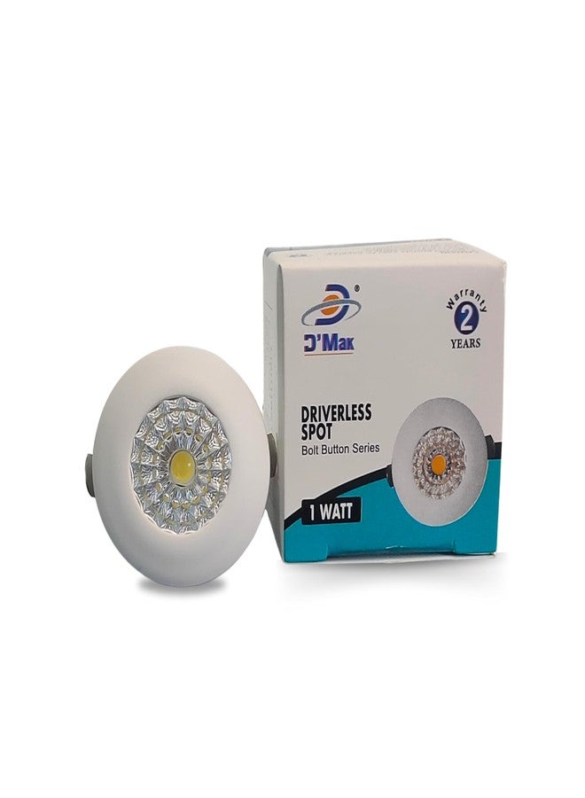 D'Mak Aluminium Button Cob Led Light for Ceiling, 1-Watt Cob Light,Energy Saving White Light for Indoor Use at Home and Office, and More, Fancy Round Lights Need No False Ceiling Pack of 4 - Image 2