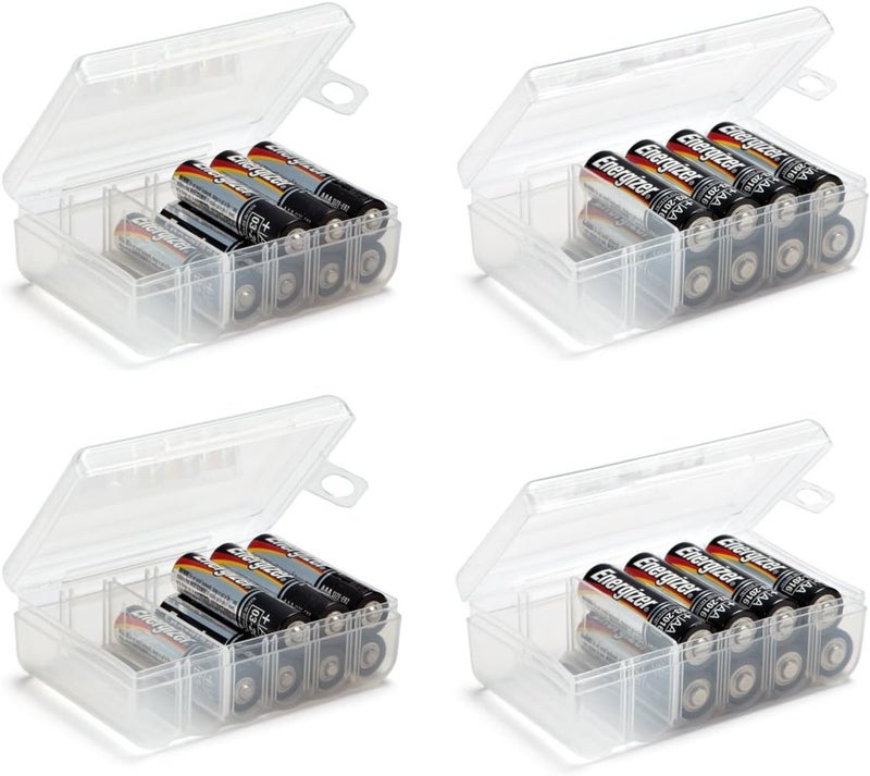 GlossyEnd Set of 4 - Two AA and Two AAA Battery Storage Box, Battery Storage Case, Battery Holder Clear, AA - AAA - Image 1