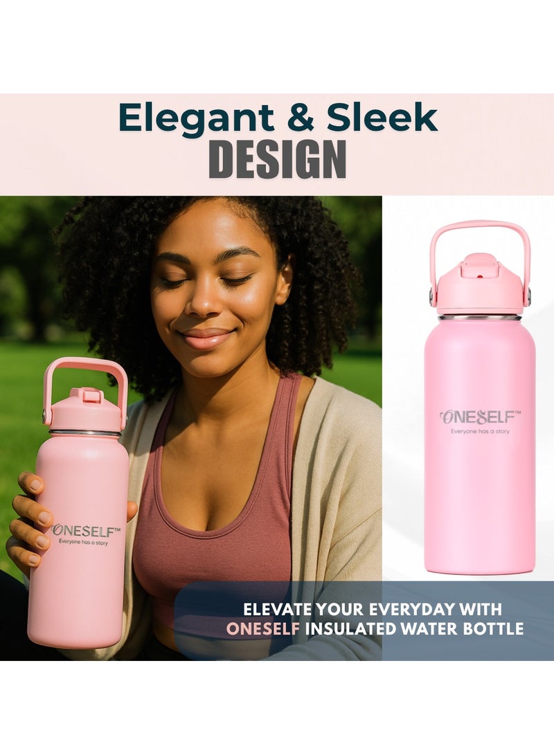 ONESELF Insulated water Bottle, 32Oz Stainless Steel Leak proof water Bottle with Lid for Hot & iced drinks, Spillproof BPA Free Flask for Home, Outdoors, Office, Travel & sports - (1000ml)