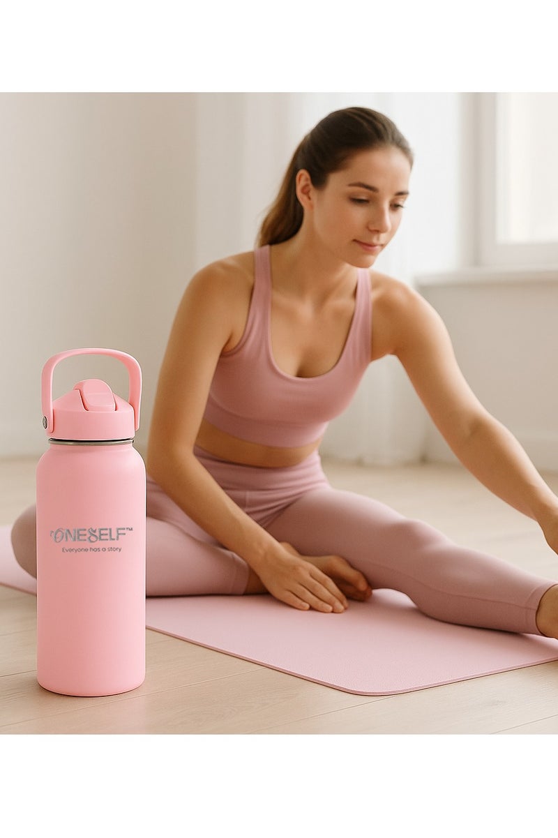 ONESELF Insulated water Bottle, 32Oz Stainless Steel Leak proof water Bottle with Lid for Hot & iced drinks, Spillproof BPA Free Flask for Home, Outdoors, Office, Travel & sports - (1000ml)