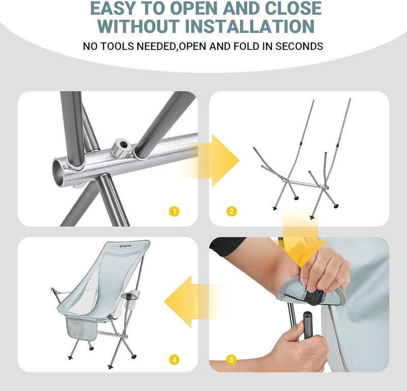 KingCamp كراسي تخييم قابلة للطي عالية الظهر من كينغ كامب للبالغين مع مسند ذراع، ترقية حامل من سبائك الألمنيوم بالكامل، كرسي تخييم خفيف الوزن، مدمج وقابل للنقل في الهواء الطلق مع حقيبة حمل - Image 5