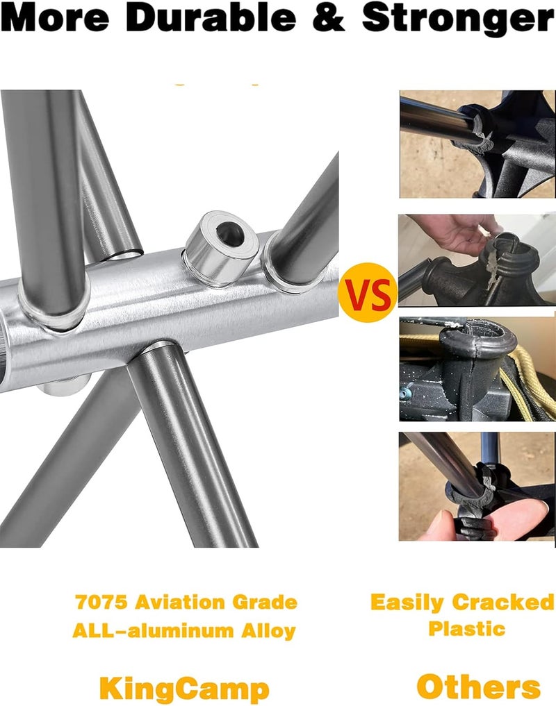 KingCamp كراسي تخييم قابلة للطي عالية الظهر من كينغ كامب للبالغين مع مسند ذراع، ترقية حامل من سبائك الألمنيوم بالكامل، كرسي تخييم خفيف الوزن، مدمج وقابل للنقل في الهواء الطلق مع حقيبة حمل - Image 4