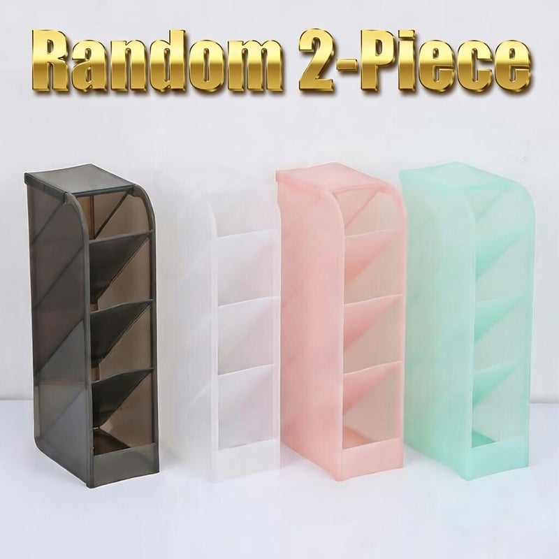 Angled Pen Holder Storage Rack 2pcs Random Black White Green Pink Desk Organizer - Image 1