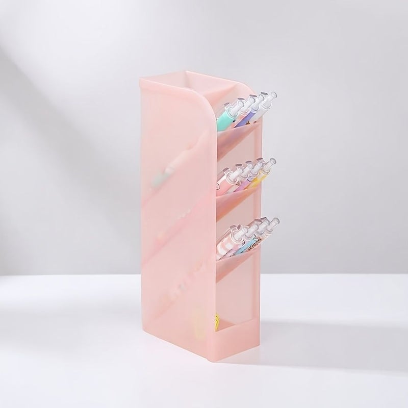 Angled Pen Holder Storage Rack 2pcs Random Black White Green Pink Desk Organizer - Image 5