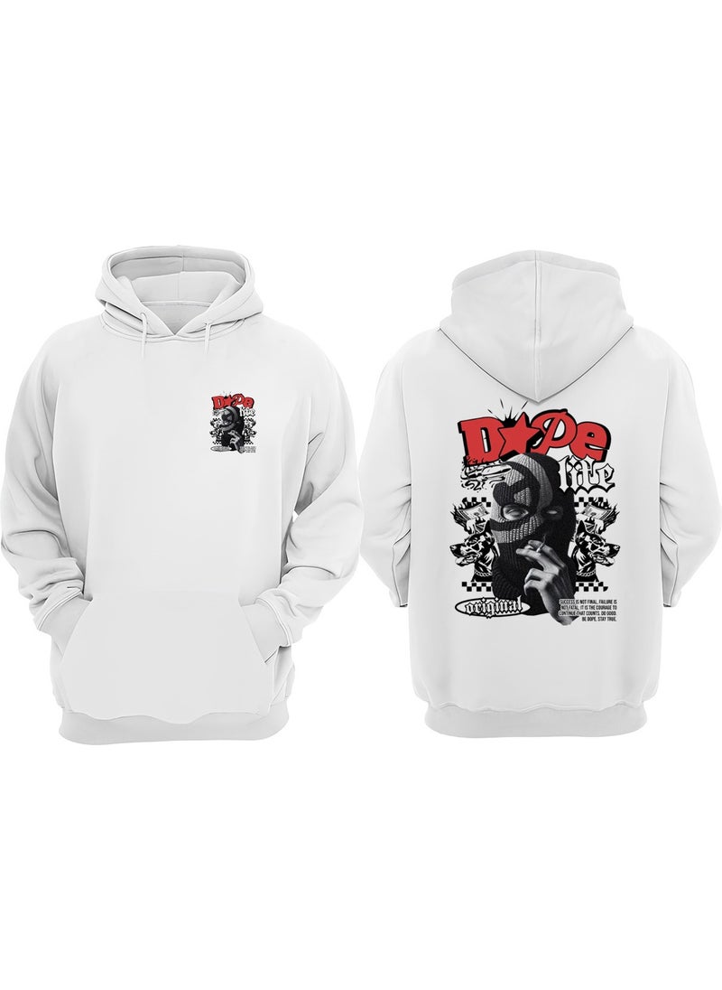 The Wert - Unisex Dope Life Doberman Design Front Back Printed Regular Fit White Sweatshirt - Image 1