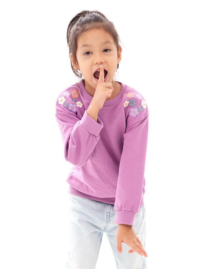BINIDUCKLING Baby Crew Neck Sweatshirt Girls 18 Months Floral Purple - Image 2