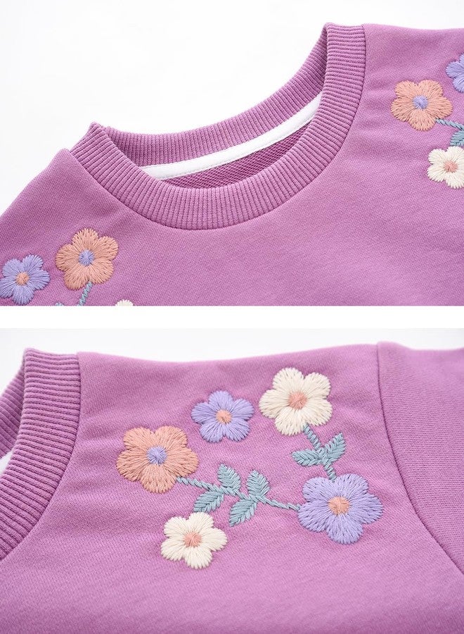 BINIDUCKLING Baby Crew Neck Sweatshirt Girls 18 Months Floral Purple - Image 4