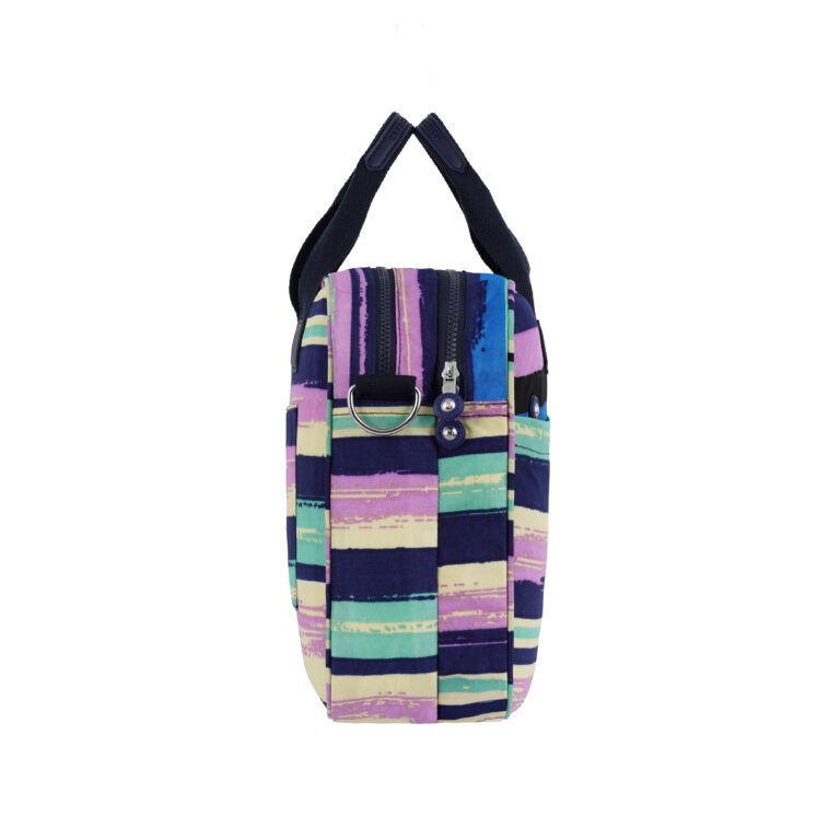 CAPRICE COLLECTION Unisex Laptop Bag – Multi Color Stripes, Water-Resistant Nylon, Padded Compartment, Fits 15.6″ Laptops, 12.4L Capacity - Image 5