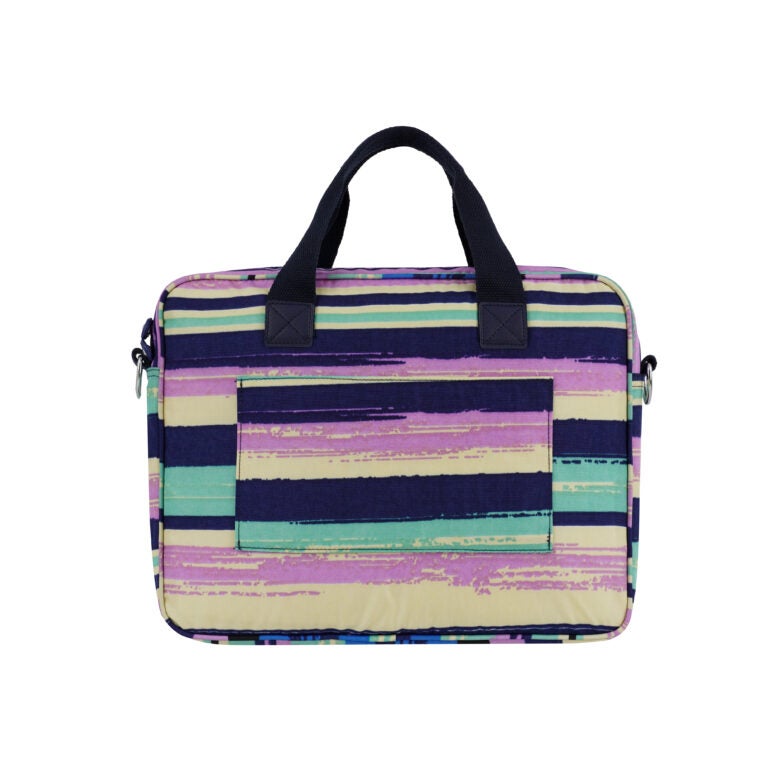 CAPRICE COLLECTION Unisex Laptop Bag – Multi Color Stripes, Water-Resistant Nylon, Padded Compartment, Fits 15.6″ Laptops, 12.4L Capacity - Image 3