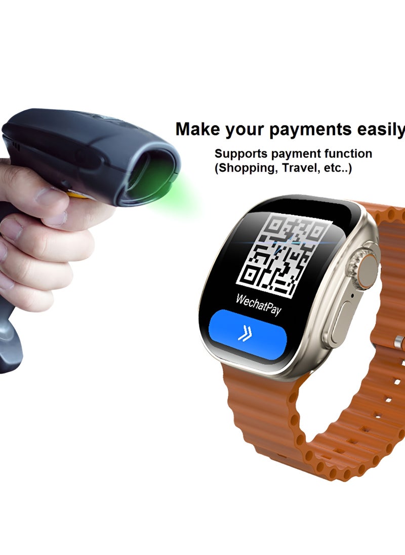 ماركة غير محددة - ساعة ذكية X10 Ultra3 ذات شاشة منحنية NFC بلوتوث شحن لاسلكي (برتقالي) - Image 1