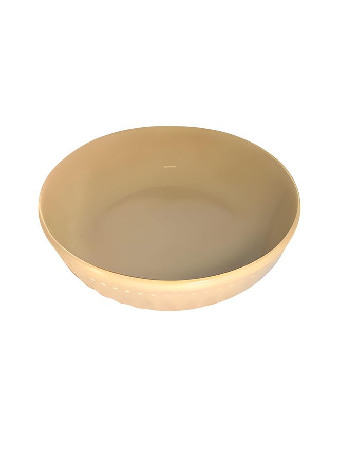 Lemon Tree Ceramic Big 20 cm Round Deep Salad/Pasta/Snack Serving Plate, 20.50 cm Diameter, 4 cm Height (Beige) - Image 5