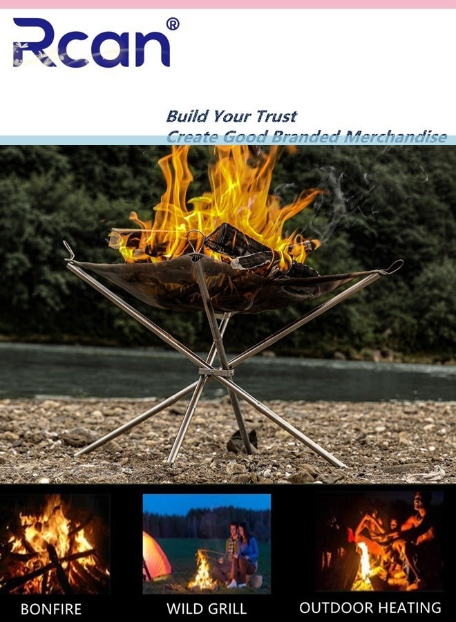 Rcan Portable Fire Pit for Outdoor Camping Gatherings Trips Large Outdoor BBQ Grill Net for Picnic Bonfire and Parties Fire Pits Burner for Wood Burning Mesh Fire Pits Patio Fireplace 54 x 54 x 47cm - Image 2