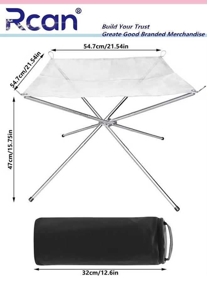 Rcan Portable Fire Pit for Outdoor Camping Gatherings Trips Large Outdoor BBQ Grill Net for Picnic Bonfire and Parties Fire Pits Burner for Wood Burning Mesh Fire Pits Patio Fireplace 54 x 54 x 47cm - Image 3